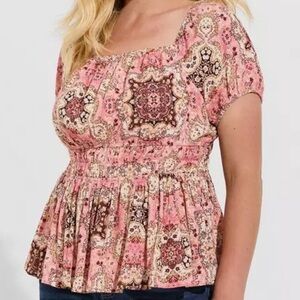 Torrid Pink and Brown Paisley Top